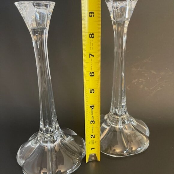 Pair of Vintage Glass Candlesticks – 9.75" Tall, Tulip Design - Picture 4 of 10